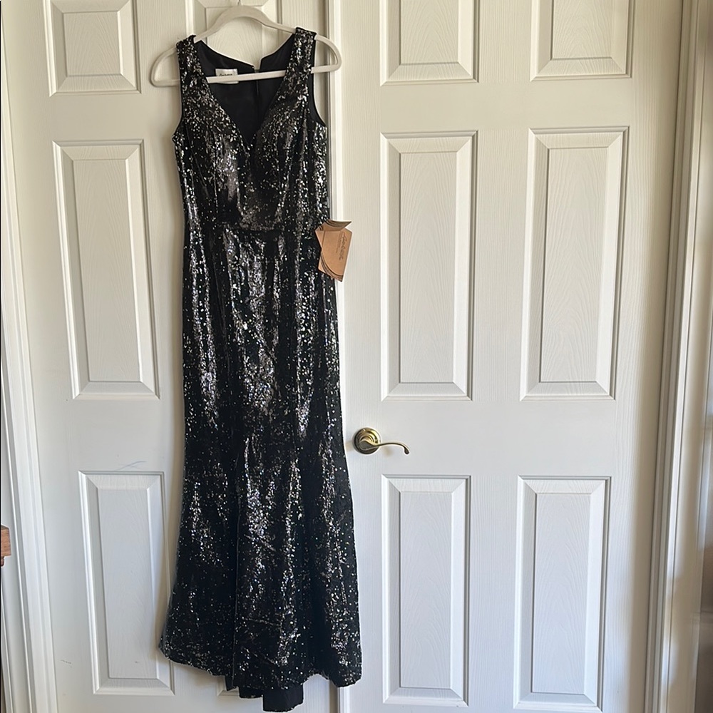 Elegant Black Sequin Evening Gown
